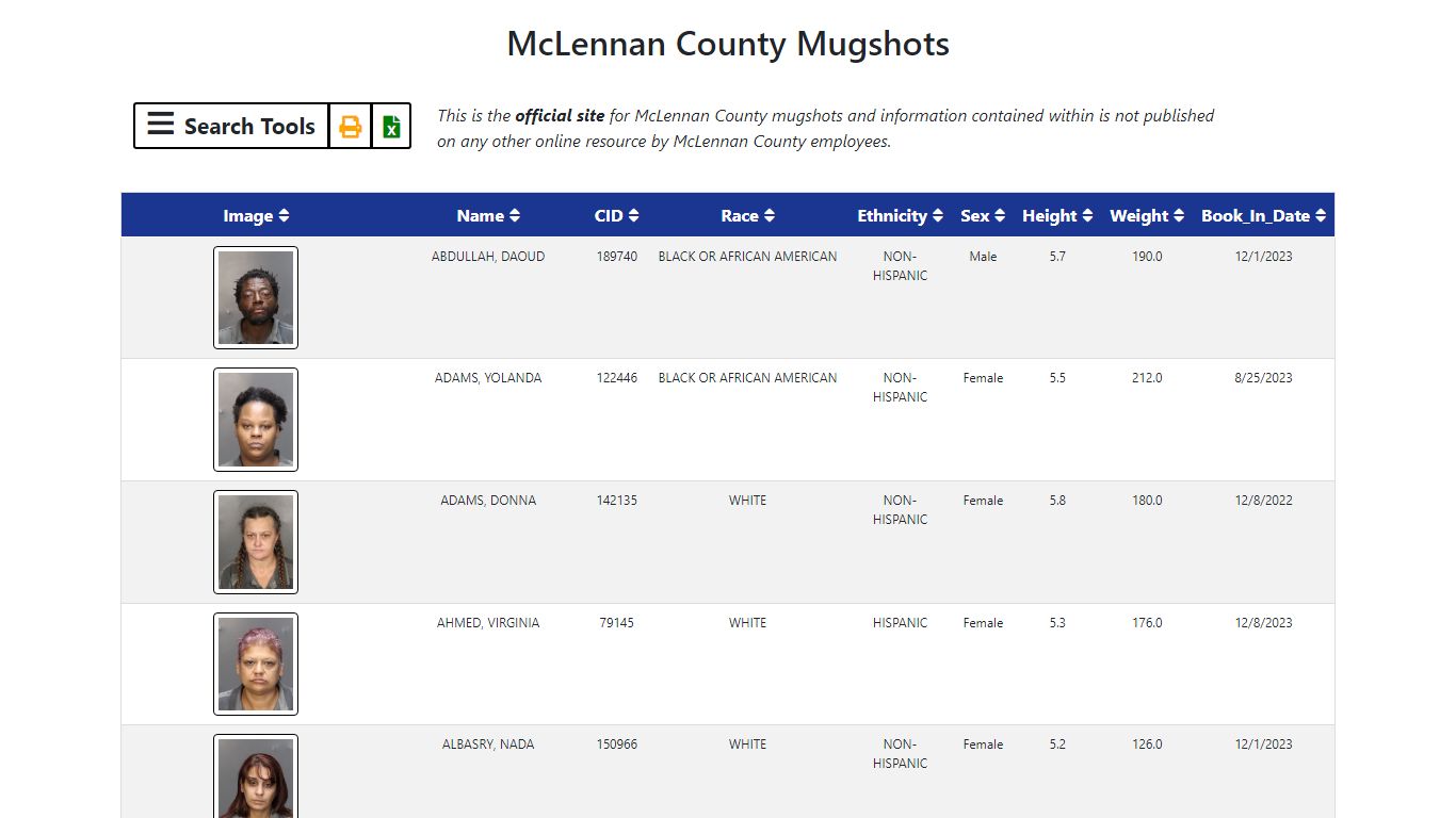 McLennan County Mugshots Application