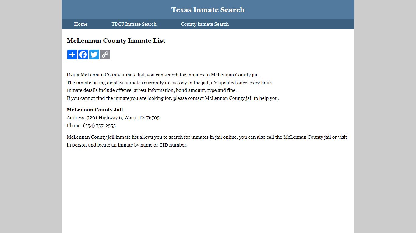 McLennan County Inmate List